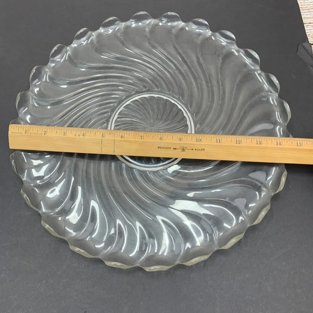 Vintage Fostoria Colony Swirl Glass Serving‎ Platter Cake Plate Depression